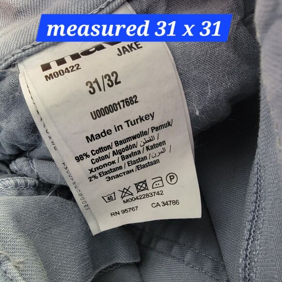 Mavi Jake Jeans Mens Size 31x31 Blue Gray Slim Leg Fit Skinny Leg Stretch - Picture 12 of 13